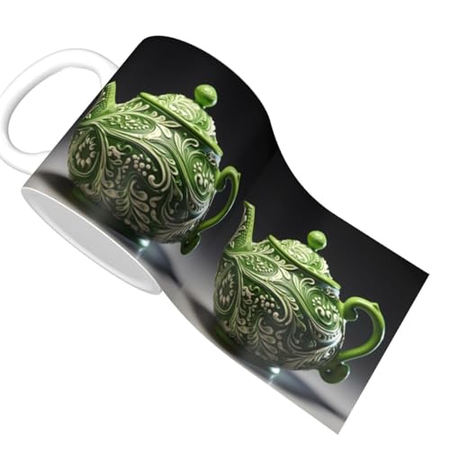 Théière imprimée verte céramique d'exception pour latte et thé - 3