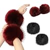 1 Paare Fell Pelz Armstulpen,Damen Pulswärmer Pelz Kunstfell Fellstulpen Fell Manschette Handschuhe Pulswärmer Kunstfell Winter Handgelenk Wärmer für Pullover Mantel Weste Jacken für Frauen,Schwarz #5