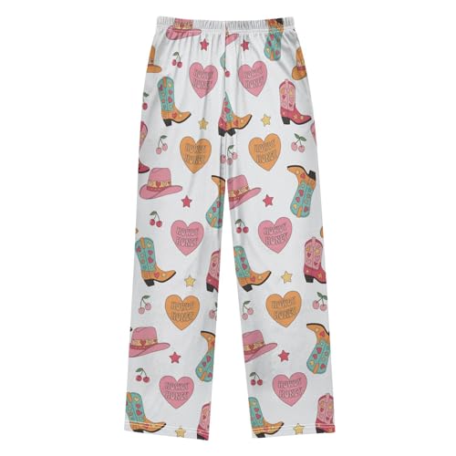 J JOYSAY Western Cowboy Boots Hat Heart Pajamas Pants Soft Long Pajama Bottoms Lounge Sleep Pants Size S-XL2