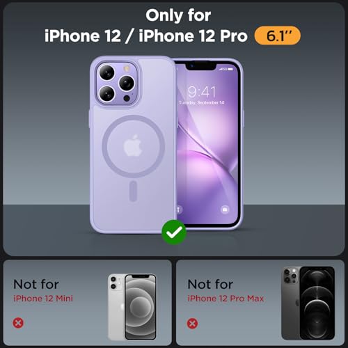 Image of Miracase Magnetic for iPhone 12 /12 Pro Case (Compatible with MagSafe) Military-Grade Protection, Anti-Fingerprint Translucent Matte Phone Cover for iPhone 12 /12 Pro Case 6.1 inch, Light Purple