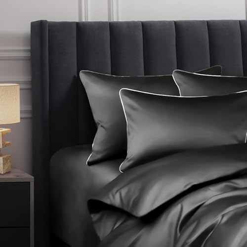 Image of Sassoon Catania Cotton Sateen Bedsheet - 400 TC, Super King Size (118 x 118) Inches, Premium Long Staple Cotton, Soft & Breathable, Fade Resistant - 1 Bedsheet with 2 Pillow Covers,Color- Stone