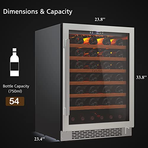 Ca'lefort 24'' Wine Cooler Refrigerator - 54 Bottle Wine Fridge Single Zone With Modern Touch Intelligent Digital 40°-65°F Low Noise, Built In Or Freestanding Wine Cooler For Home And Kitchen #TOP5