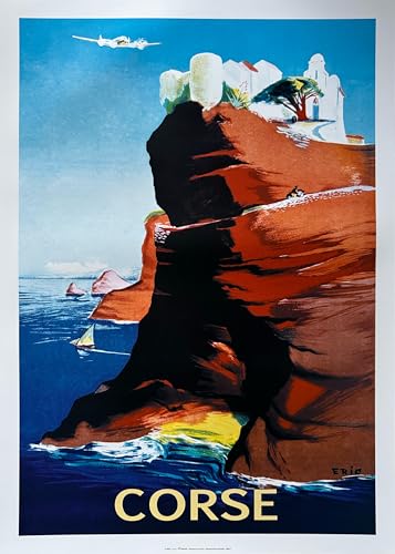 Affiche Bonifacio 1949 Air France par Éric Castel, le souvenir éternel d'une Corse sauvage