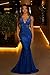 jdoiweidm Mermaid Royal Blue Prom Dress Glitter Sequin Beaded Evening Dress Corset Spaghetti Straps Long Formal Gowns with Train US6