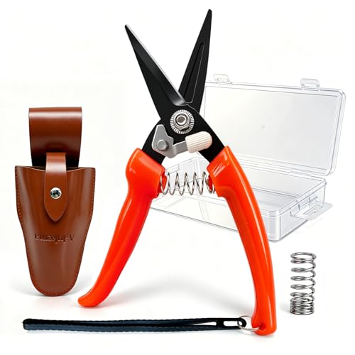 A-lukema 8-Inch Goat Hoof Trimming Shears with Protective Sheath Heat-Treated High Carbon Steel Spring-Loaded Livestock Hoof Trimmer for Goats Sheep Alpacas Lambs Mini Pigs and Donkeys