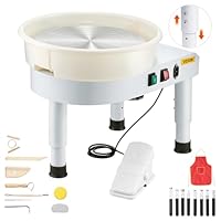 VEVOR Töpferscheibe Keramik-Radformmaschine 450 W (35 cm) mit einstellbarem Pedal & Hubbein & abnehmbarem Becken, Töpferformmaschine mit komplettem Zubehör für Kunst Handwerk Heimwerken, weiß