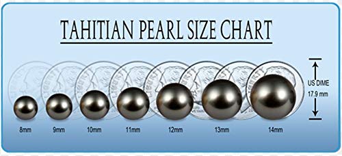 Miniatura 4 de Tahitian Cultured Pearl Solitaire Ring 14k White gold, Gift for Woman (11-12mm AAA Natural Black, 8)