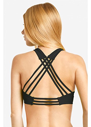 Women's Petite Small Weed Leaf V360 Black Cross Back Fitted Sports Bra Medium - Image 3