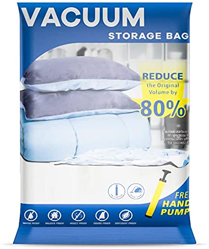 UOUNE Vacuum Storage Bags - 4 Packs Jumbo Large Size (110 x 80cm) Space Compressed Reusable Storage Bags with Zip & Pump for Duvets, Clothes, Pillows, Bedding, Dresses, Comforters, Blankets, ect