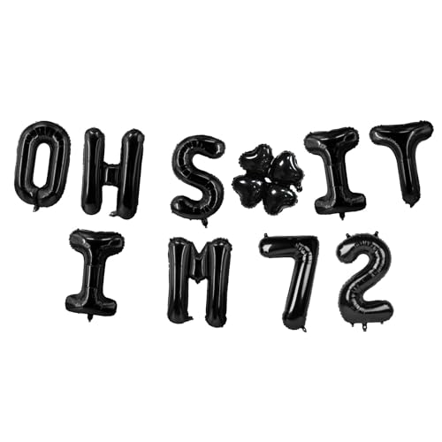 Image of Oh I'm 72! Latex Balloons 16 Inch Black Hallo Seventy Two Cheers to 72 Years Old Theme Decor for Man Woman Happy 72nd Birthday Party Photo Studio Prop Flag Decorations Favors Supplies