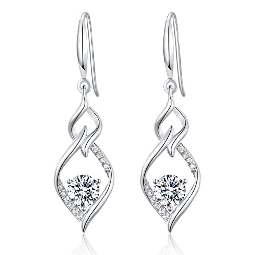 MASOP Ohrringe Silber 925 Hängend AAA Zirkonia Hängeohrringe Lange Ohrhänger Hochzeit Schmuck für Damen Braut Cover