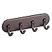 InterDesign AFFIXX, Peel and Stick Strong Self-Adhesive Key Storage Rack for Entryway, Office, Kitchen - 4 Hooks, Medium, Bronze