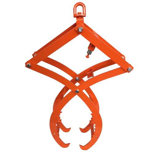 Auto-Grip/Release Orange Log Lifting Tongs Heavy-Duty Log & Rock Tongs, 32" 360° Rotating Lifting Claw with 4-Claw Design for Tractor, Forklift, ATV – 3300lbs Capacity
