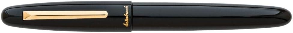Esterbrook Estie Ebony Fountain Pen Black Acrylic with Gold Fittings Fine Nib Size (F) E116-F, Black, 133.8 mm Length // 15.3 mm Diameter