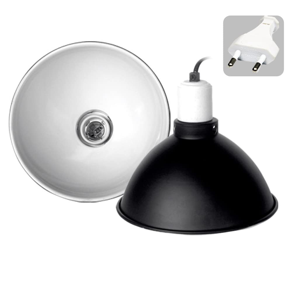 Support de Lampe pour Reptile de 8,5"/21,59CM, Exoterra Dome Fixture Eclairage en Aluminium pour Reptile/Amphibien Taille Large(EU Plug)