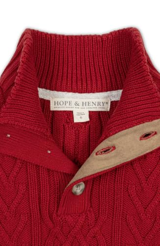 Image of Hope & Henry Boys' Mock Neck Cable Sweater with Button Placket