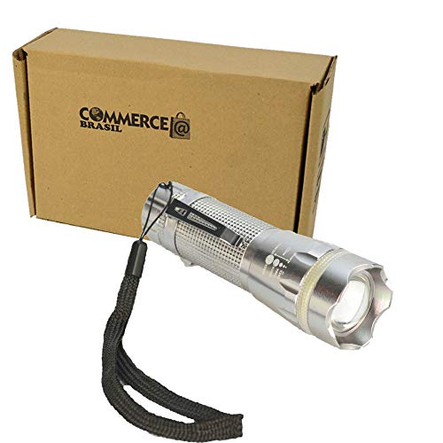 Lanterna Tática Policial LED Pilhas 10cm Prata CBRN11490
