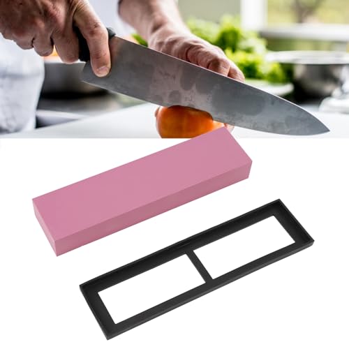 Knife Sharpening Stone 3000 Grit, Dual Sided Ruby Compact Durable Wet Stone with Non Slip Base Kitchen Knife Sharpener for Kitchen Camping