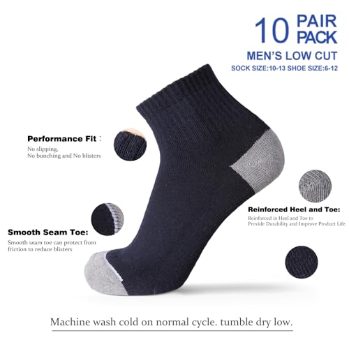 EnerWear 10P Pack Unisex Cotton Moisture Wicking Cushion Ankle Socks3