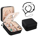 WD&CD Portagioielli da Viaggio Piccolo Organizer da Viaggio per Gioielli Organizer Portatile per Anelli Orecchini Collane Orologi Rossetto, Nero