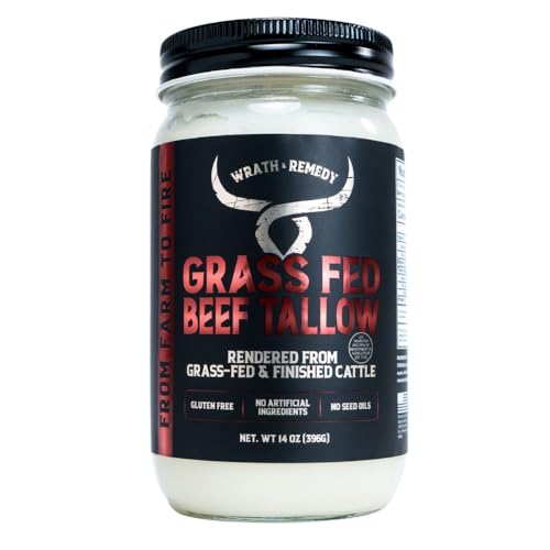 Organic Beef Tallow for Cooking (14 oz) — US-Made, 100% Grass-Fed...