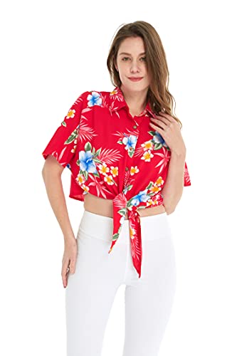 Image of Matchable Family Hawaiian Luau Men Women Girl Boy Clothes in Hibiscus Red