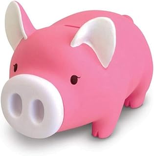 ZAKRLYB Piggy Banque Vinyle Lavabo Piggy Bank Coins Billets de Billets de Bureau Portable Non-Slip Ornements Nose Détachable Girl Enfants Intérêt Convient pour la décoration de Bureau (Rose et Blanc)