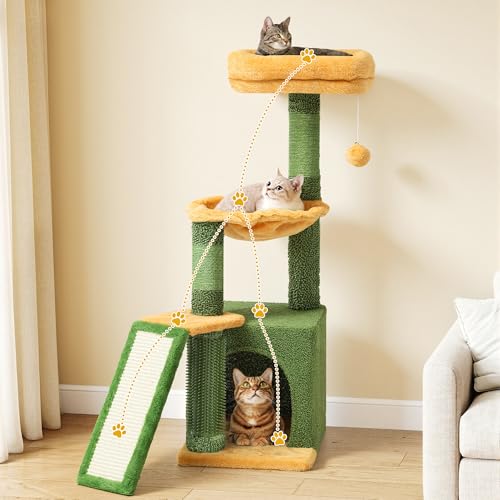 Árbol para gatos DWVO 37 pulgadas con cepillo de autoacicalamiento miniatura 6
