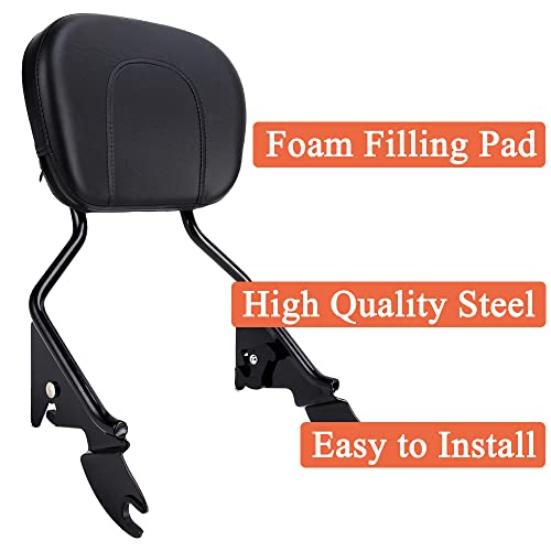 Image of OUMURS Black Detachable Sissy Bar Passenger Rear Backrest Pad with Docikng Kit Compatible with Harley Touring 1997-2008; Road King, Road Glide, Street Glide, Electra Glide, Ultra Classic