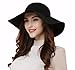 ASSQI Women's 100% Wool Foldable Wide Brim Retro Fedora Floppy Felt Bowler Hat (Black)