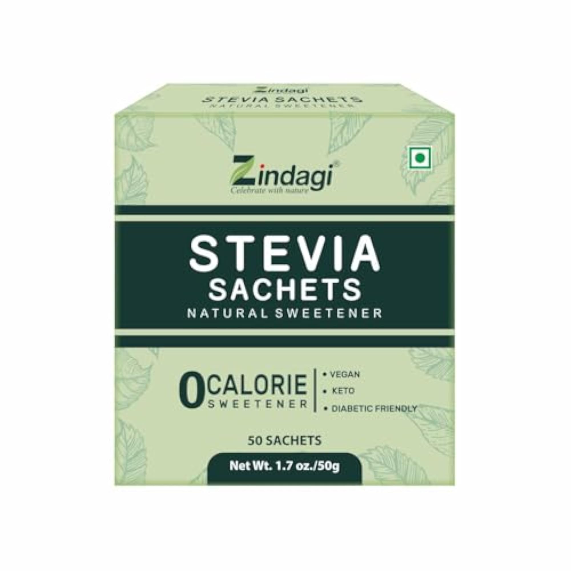 Stevia Sugar Powder Sachets, 100% Natural Sweetener, 100 Sachets