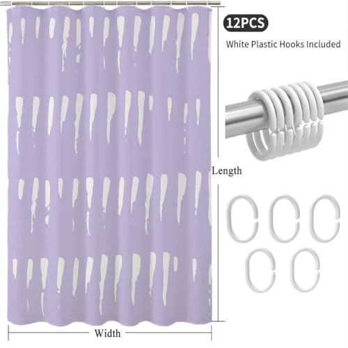 Rideau de douche pour baignoire violet et blanc lavable en machine - 6
