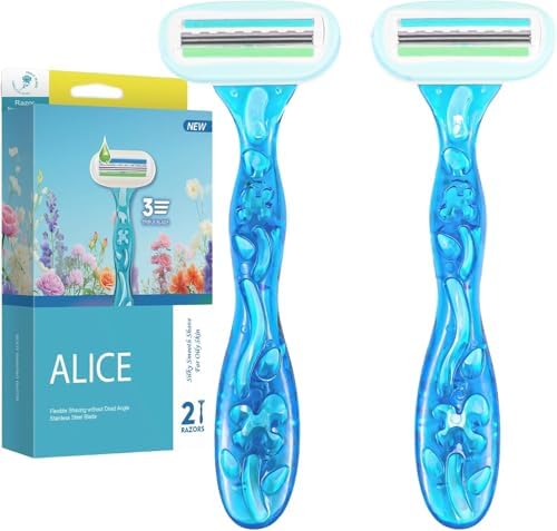 Alice Razor Qatar Alice Razor for Women – Set of 2 Body Shavers – Triple Stainless Blades ...