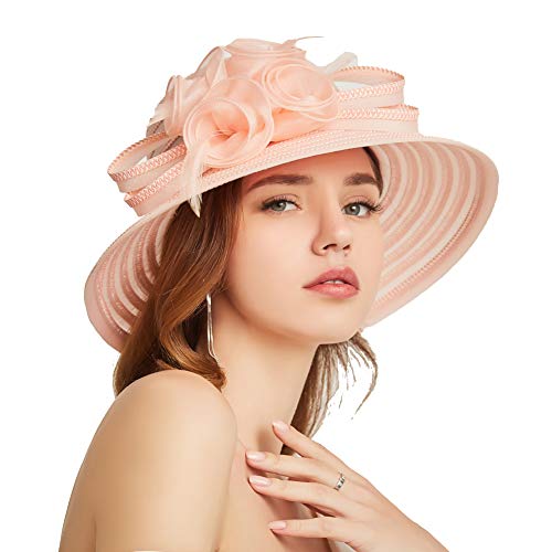 Go Mai Accessories Lady Derby Dress Church Cloche Hat Bow Bucket Wedding Bowler Hats Travel Casual Hat Pink