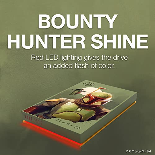 Image of Seagate Boba Fett Drive Special Edition FireCuda External Hard Drive 2TB Officially-Licensed - USB 3.2 Gen 1 Red LED RGB Lighting with 3 Years Rescue Data Recovery Services (STKL2000406)