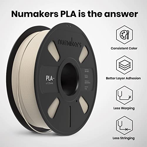 Image of NUMAKERS PLA Plus (PLA+) 3D Printer Filament, 1.75mm, Dimensional Accuracy + /- 0.03 mm, 1 kg Spool (2.2 lbs), Compatible with Most FDM Printers (Ivory)