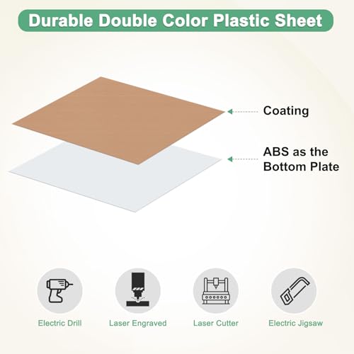Image of M METERXITY 6-Pack Engraving Blank Materials Double Color 10x2 Inch, 1.3mm Thick ABS Plastic Sheet Yard Signs Name Plate for Door /Office /Home /Conference /Hotel /DIY Carving[Brown /White]