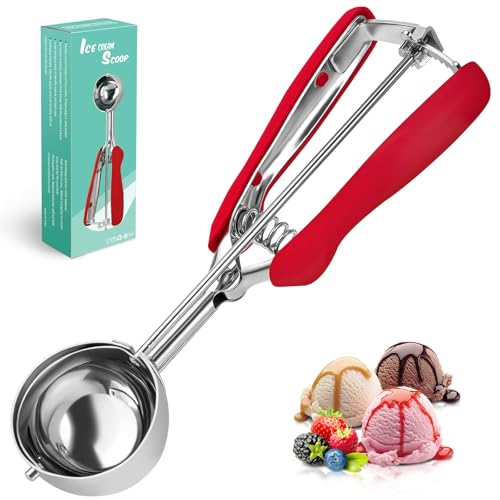 SPEENSUN Ice Cream Scoop with Rubber Easy Trigger-Large Size(6cm),Melon Baller Scoop,Stainless Steel Cookie Scoop,Durable and Effortless for Ice Cream,Melon Baller,Mash Potato and Baking