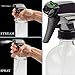 Cornucopia 16oz Clear Glass Spray Bottles w/Chalk Labels (2 Pack); Boston Round Bottles with 3-Setting Adjustable Heavy Duty Sprayers