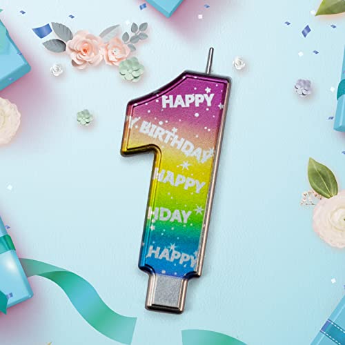 Derventa Birthday Candles Big Numbers Multicolored 3.7 Inch Party Cake Topper 1 Piece (Number 3 Multi-Colored) #TOP2