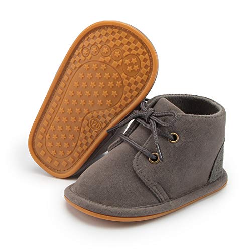 Image of Zoolar Baby Unisex Warm Snow Boots Newborn Leather Fur Lace Up Ankle Anti-Slip Rubber Texture Sole Toddler Prewalker Winter Crib Shoes