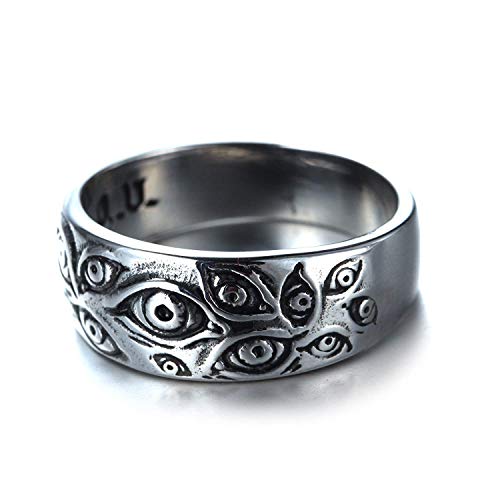 Men's Stainless Steel Eye of God Ring Band All Seeing Eye Spinner Rings Black Silver Vintage Jewelry Size 5 to 143