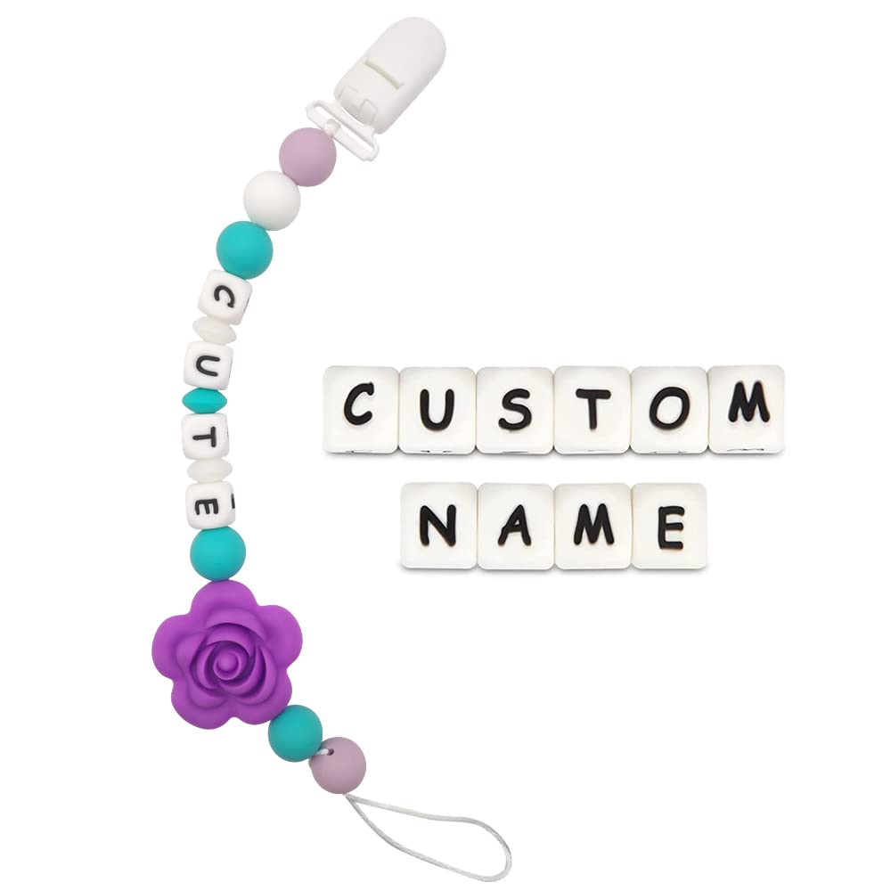 Customizable Pacifier Clip Personalized Name (Purple)