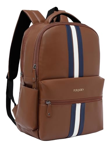 Image of FUR JADEN 15.6 Inch Laptop Backpack I Premium & Durable Vegan Leather I Anti-Theft Pocket I Breathable Air-Mesh I 30L Storage Volume I Men Women I Work Professional & Casual Use