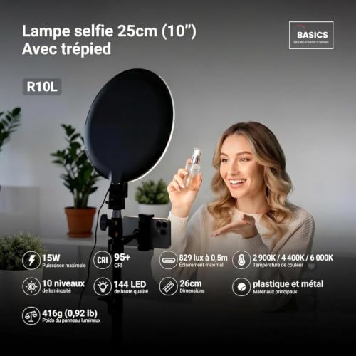 Trépied 63" avec Ring Light NEEWER 10 pouces bicolore et télécommande smartphone - 2