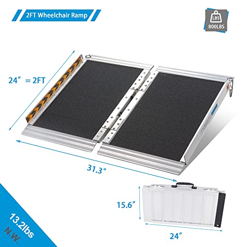 Wheelchair Ramp For Home,Portable Wheelchair Ramp For Steps,2Ft Non-Skid Threshold Ramp For Doorways, Curbs,Foldable Mobility Scooter Aluminum Ramp #TOP1
