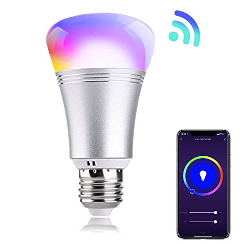 Bombilla inteligente Smart Life E27 LED WiFi RGBW 9W. Compatible con Alexa y Google Home. Luz blanca regulable 2700K-6500K y tonos multicolor ajustable.