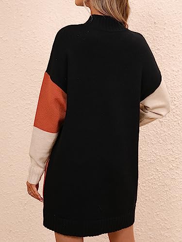Image of yoeasy Women's Color Block Knit Tunic Sweater Dress Crew Neck Long Sleeve Mini Tunic Pullover Sweater
