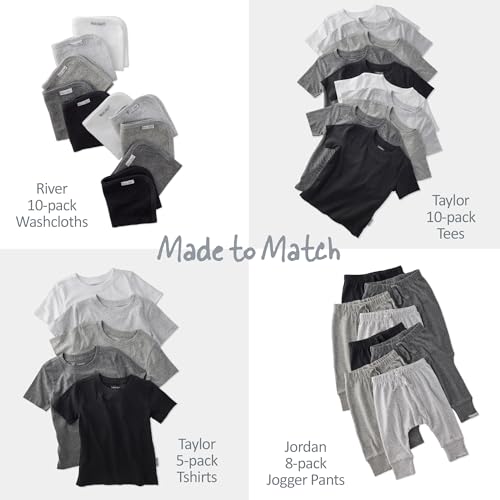Image of Butterblu Taylor 5-Pack Short Sleeve T-Shirts 100% Organic Cotton | GOTS Certified Organic Cotton for Baby, Toddler Girls, Boys, Unisex, Made to Match Layering Solid Colors