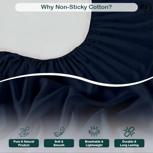 Image of NON Sticky cotton Premium 4 Piece Egyptian Cotton Fitted RV Short Queen 60 inch x 75 inch Sheet Set, Hotel Quality Bedding, Camper Sheets, 15 inch Deep Pocket, Navy Blue Solid